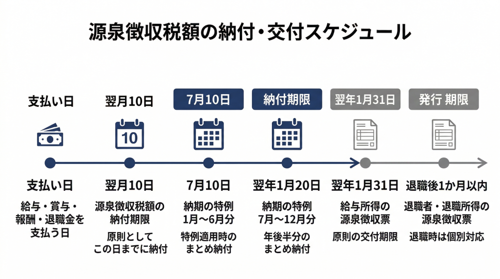 源泉徴収税額の納付・交付スケジュール