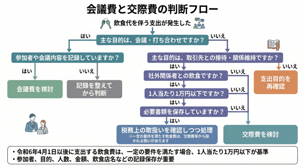 会議費と交際費の判断フロー図