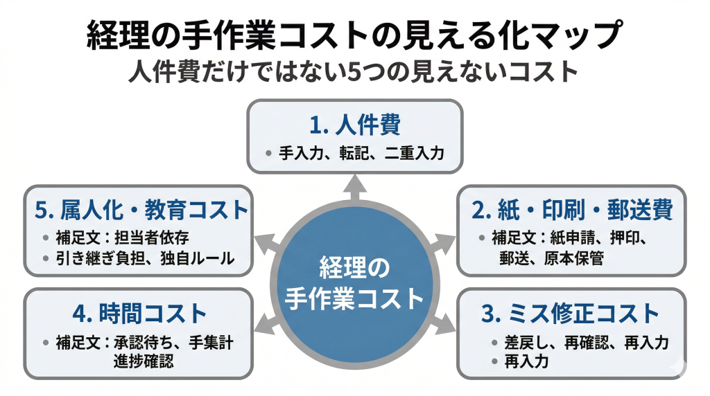 経理の手作業コストの見える化マップ｜人件費だけではない5つの見えないコスト