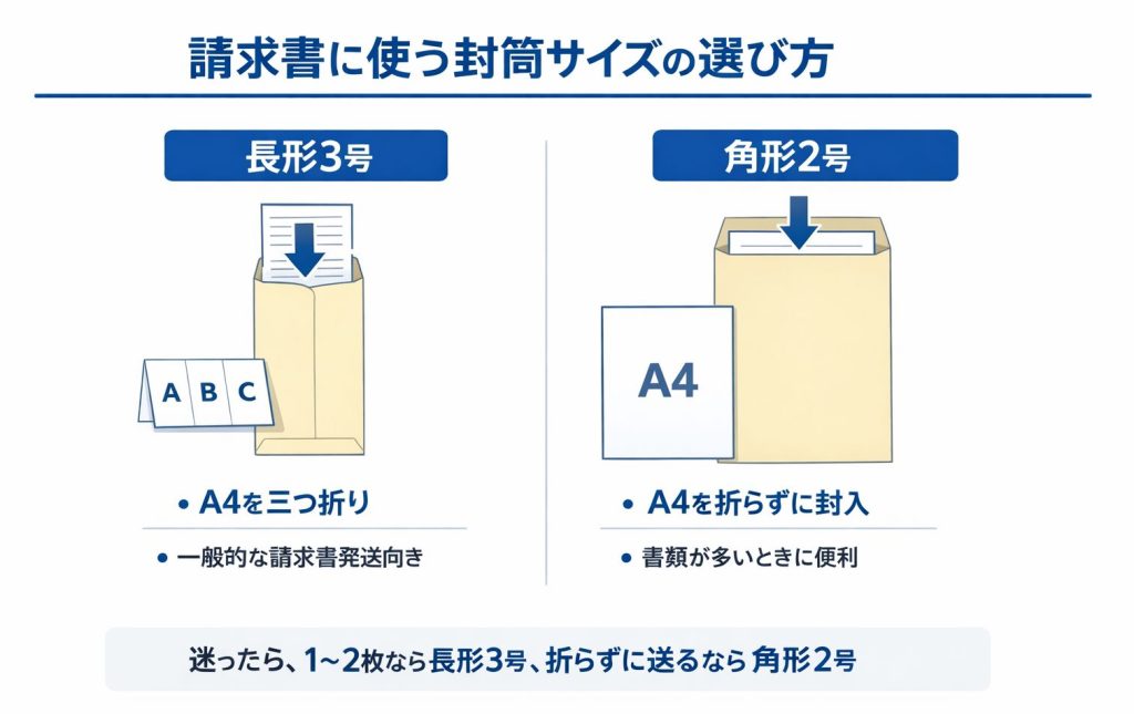 請求書に使う封筒サイズの選び方｜長形3号と角形2号の違い