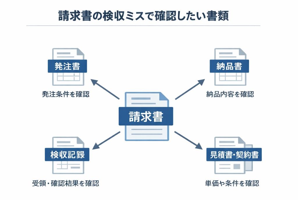 発注書・納品書・検収記録・請求書を照合する