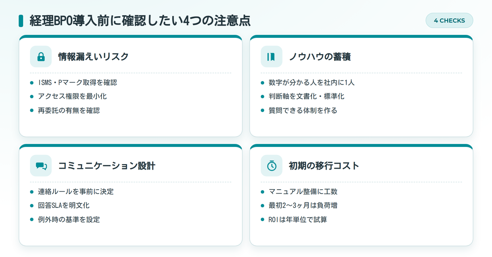 経理BPO導入前に確認したい4つの注意点