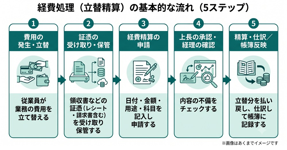 経費処理(立替精算)の基本的な流れ5ステップ